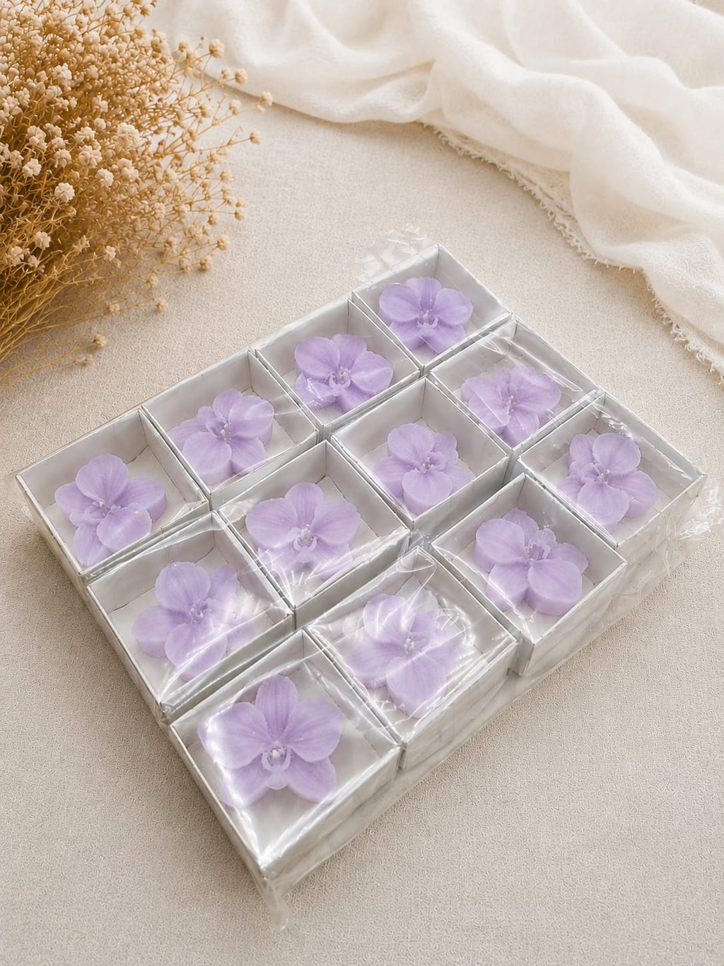 Orkide Çiçek Mum (12'li Paket)
